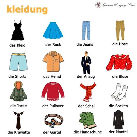 clothing items in german.